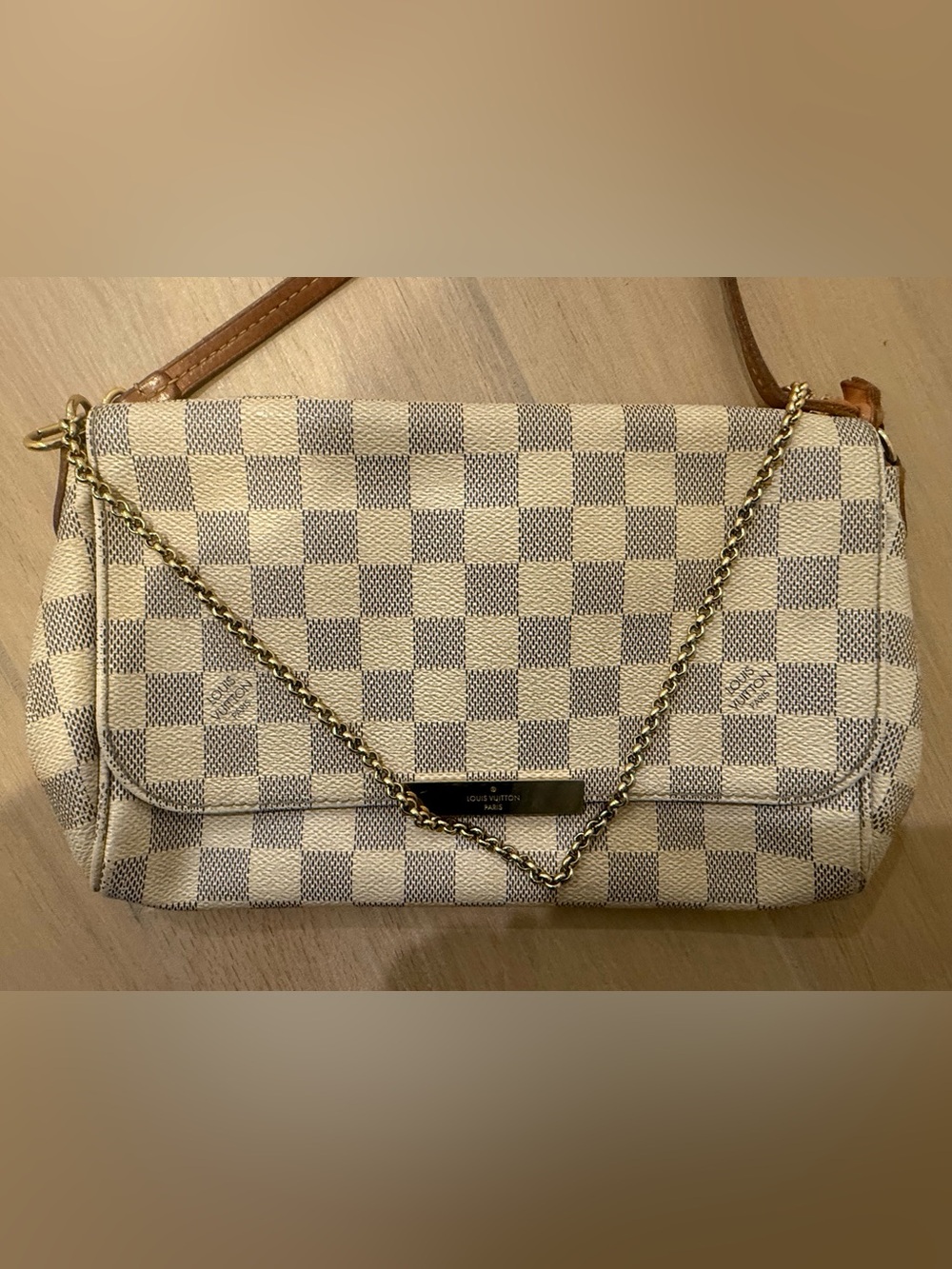 Louis Vuitton Favorite MM Damier Azur Crossbody Bag Authentic
